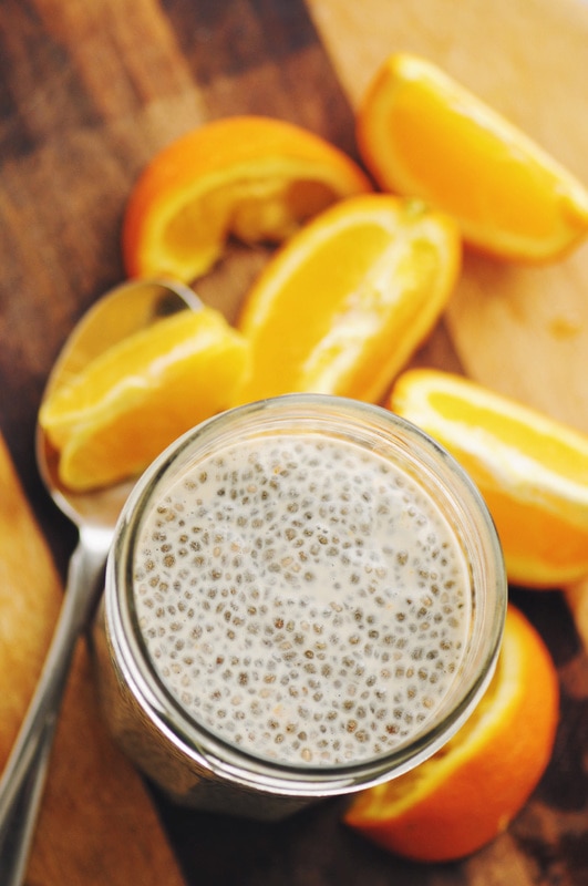  Creamy, Dreamy, Orange Delight Chia Seed Pudding (Gluten Free, Vegan) - Gluten Free, Vegan and full of protein, vitamin c and fiber. This delicious chia seed pudding tastes just like a creamsicle... the healthy version! | moonandspoonandyum.com #chia #chiaseeds #pudding #chiaseedpudding #glutenfree #vegan #Breakfast #brunch #healthy #easy #orange #creamsicle #orangesicle #dreamsicle #dessert 