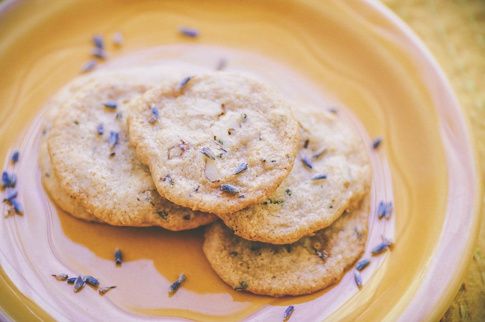  Easy, quick and delicious Lavender, Ginger and Walnut Shortbread cookies! These beautiful little cookies make a great accompaniment to afternoon tea! Gluten-free, vegan, and free of refined sugar. #veganshortbread #glutenfreeshortbreadcookies #lavendercookies #gingercookies #walnutcookies #lavendershortbreadcookies #glutenfree #teatime 