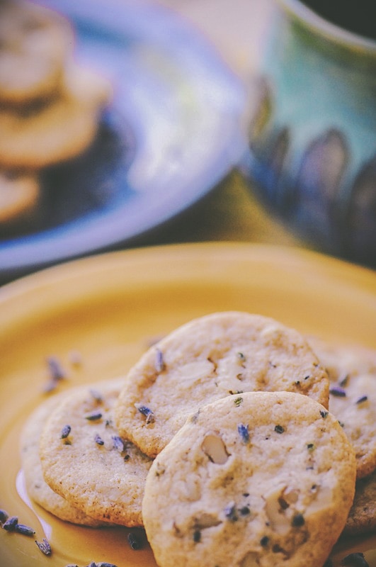  Easy, quick and delicious Lavender, Ginger and Walnut Shortbread cookies! These beautiful little cookies make a great accompaniment to afternoon tea! Gluten-free, vegan, and free of refined sugar. #veganshortbread #glutenfreeshortbreadcookies #lavendercookies #gingercookies #walnutcookies #lavendershortbreadcookies #glutenfree #teatime 