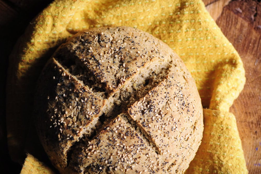  An easy, healthy and delicious gluten-free artisan bread (boule) made with a combination of brown rice, buckwheat, almond and tapioca flours. This beautiful yeasted bread will impress the pickiest of guests! #glutenfreebread #boule #artisanbread #glutenfree #brownriceflour #tapiocaflour #almondflour #buckwheatflour 