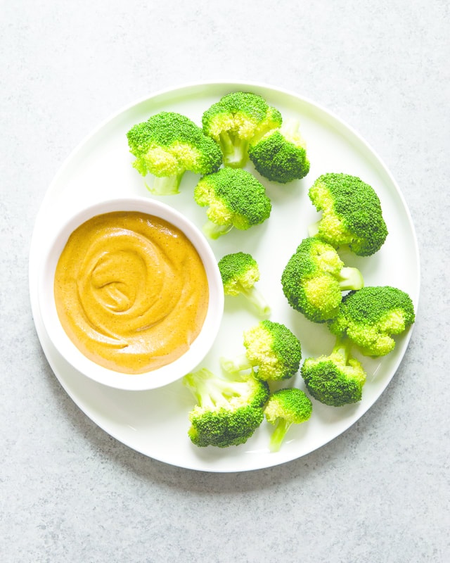   Thai Almond Butter Dip with Broccoli Trees  