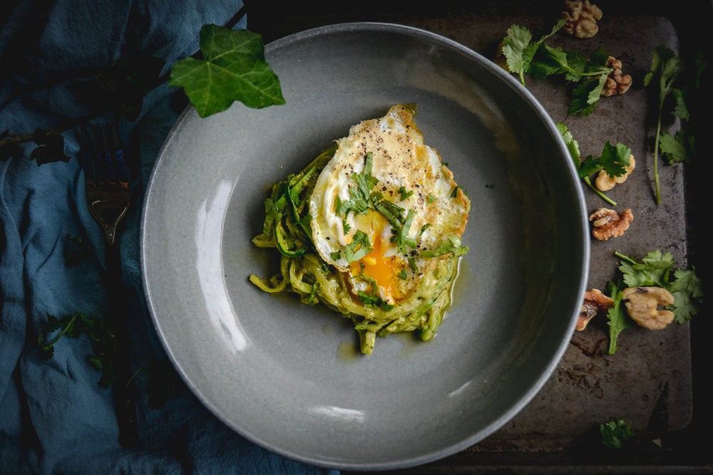  zoodles with avocado pesto and egg by Daniela of Calm Eats   