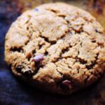 one big cookie with crinkles studded with cacao nibs