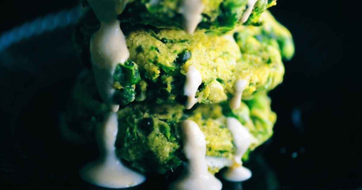 Baked Spring Pea & Dill Fritters with Lemon Tahini Sauce - MOON and spoon and yum
