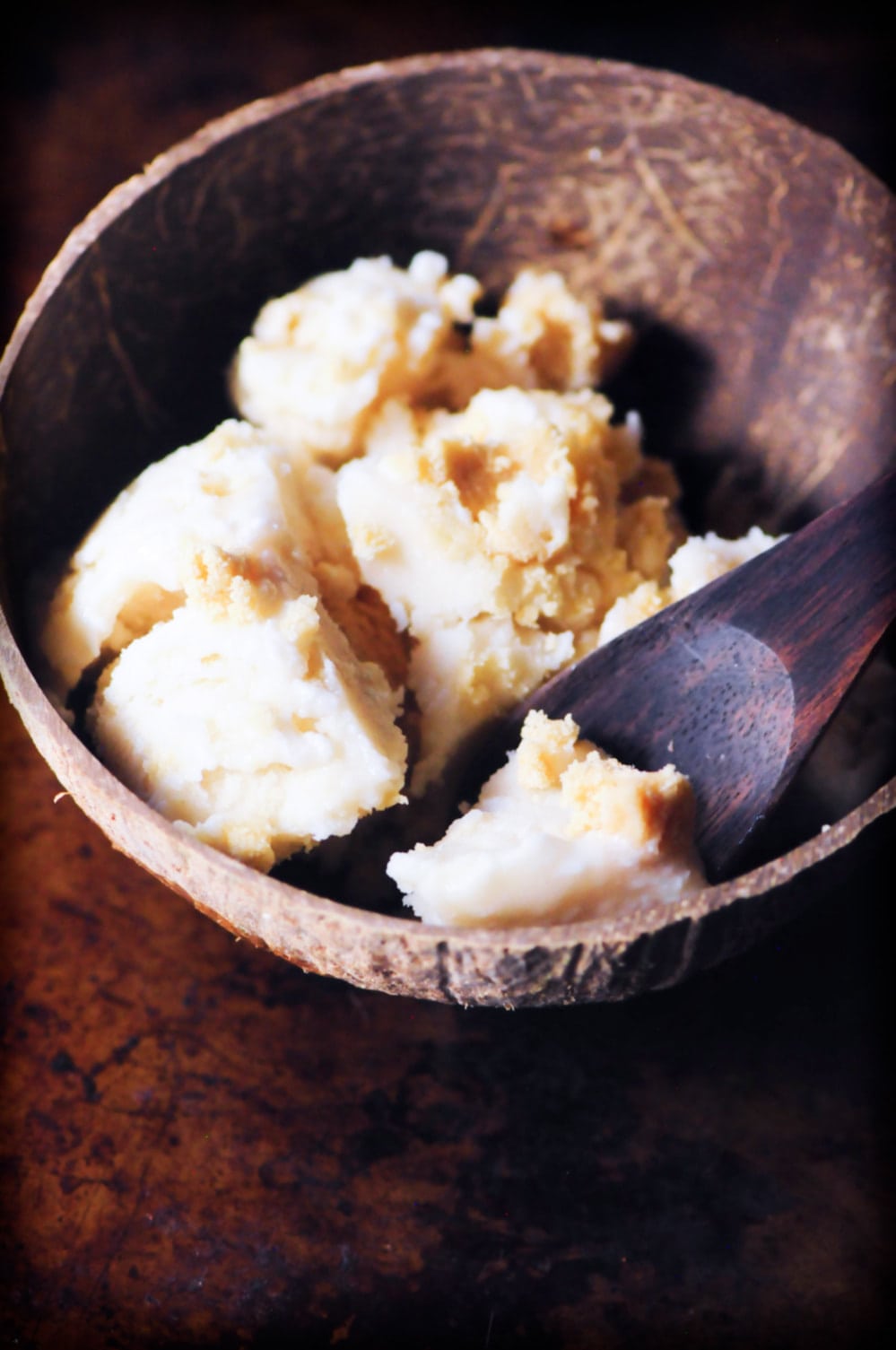  An easy, creamy and delicious Double Coconut Caramel Cookie Dough Ice Cream. A delightful vegan coconut ice cream base made with sweetened condensed coconut milk is studded with tasty and chewy gluten-free coconut caramel cookie dough bites in this frozen treat perfect for summer or any time of the year! #vegancookiedoughicecream #glutenfreecookiedoughicecream #coconutcookiedough #caramelcookiedough #coconuticecream #veganicecream #glutenfreecookiedough 