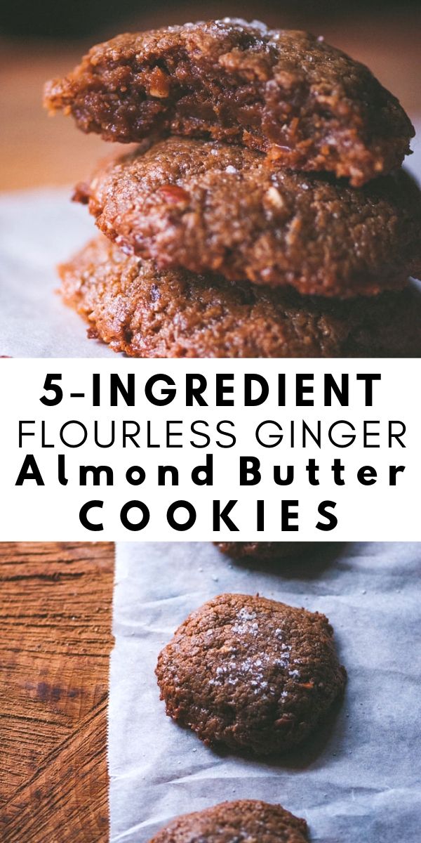  These deliciously divine Salted Ginger Almond Butter Cookies are gluten-free, dairy-free, free of refined sugars, and flour-free! These super chewy and flavorful cookies require only 5 simple ingredients to make. #flourlesscookies #glutenfreealmondbuttercookies #flourfreecookies #saltedcookies #gingeralmondbuttercookies #5ingredientcookies #almondbuttercookies 