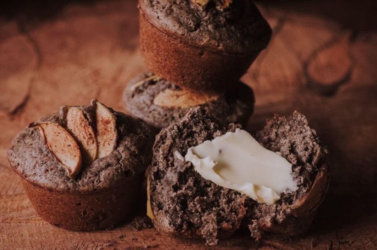 a stack of buckwheat apples topped with apples