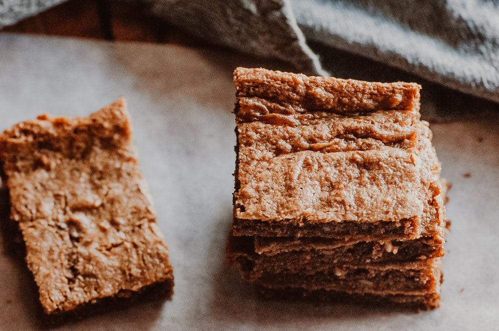  These easy, healthy and delicious Gluten-Free Peanut Butter Bars are flour-free, dairy-free, refined sugar-free and made with only a few simple and wholesome ingredients! #flourlessbars #flourlesspeanutbutter #peanutbutterbars #glutenfreebars #dairyfreebars #flourlesspeanutbutterbars #glutenfreepeanutbutterbars 