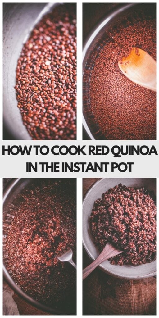a pinterest pin image for cooking red quinoa in the instant pot