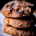 a stack of banana coconut flour chocolate chip cookies