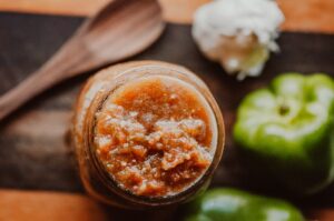 a top view of fermented salsa