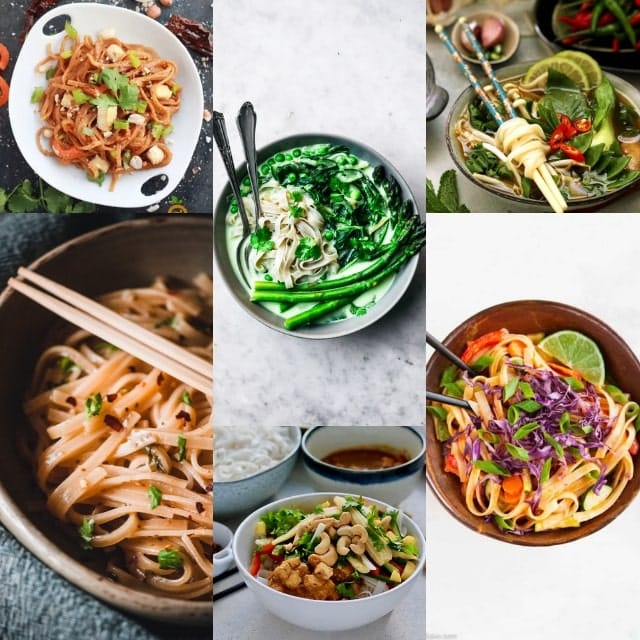 a grid of 6 rice noodle dish images.