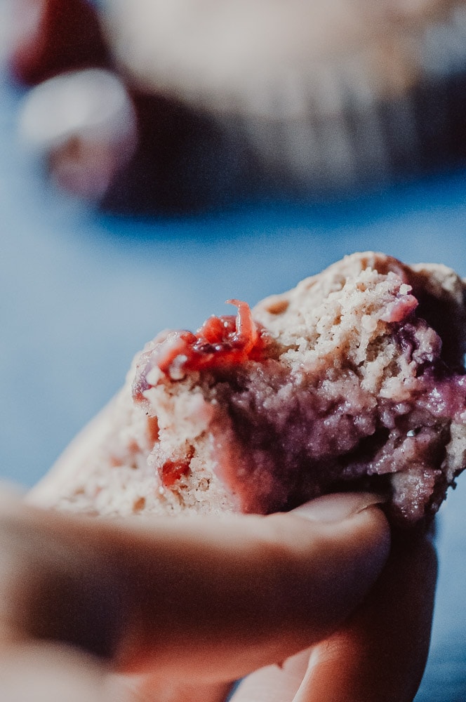   These fluffy Gluten-Free Cherry Muffins have a soft, spongy and juicy cherry cobbler center! Made with a blend of buckwheat flour and tapioca flour, these delightful muffins are super quick and easy to make and filled with pleasing textures and flavors. Gluten-free, vegan, dairy-free, soy-free, nut-free and refined sugar-free. #cherrymuffins #vegancherryrecipes #glutenfreecherrymuffins #buckwheatmuffins #cherrycobbler  