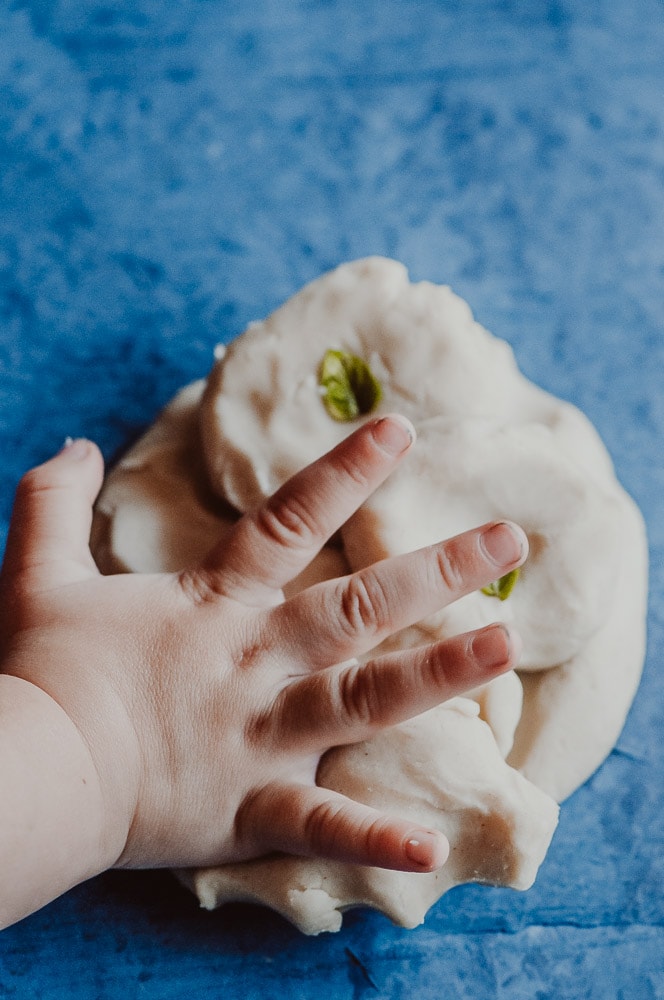  This natural homemade gluten-free playdough recipe is made with edible, non-toxic ingredients, including freshly harvested peppermint leaves for a fun sensory-rich play dough experience! Learn how to make this easy gluten-free play dough + learn all about the benefits of this healthy and beneficial indoor activity! This nature inspired crafts activity will please the pickiest of kids, + ease your worries with its safe and wholesome ingredients! #glutenfreeplaydough #edibleplaydough 