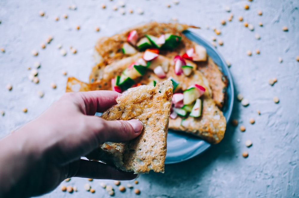  Fermented Buckwheat + Yellow Split Pea (Matar Dal) Dosa Recipe -  A super easy, nutritious and flavorful dosa recipe made with yellow split peas and buckwheat flour for a fun twist! These Indian dosas are fermented for added flavor and gut healing powers. Gluten-free & vegan. #easydosarecipe #dosas #fermenteddosa #yellowsplitpeas #buckwheatflour #buckwheatdosa #indiandosa  