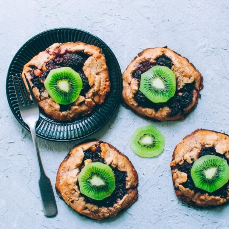 Mini Gluten Free Kiwi Galettes with Blackberries (Vegan)