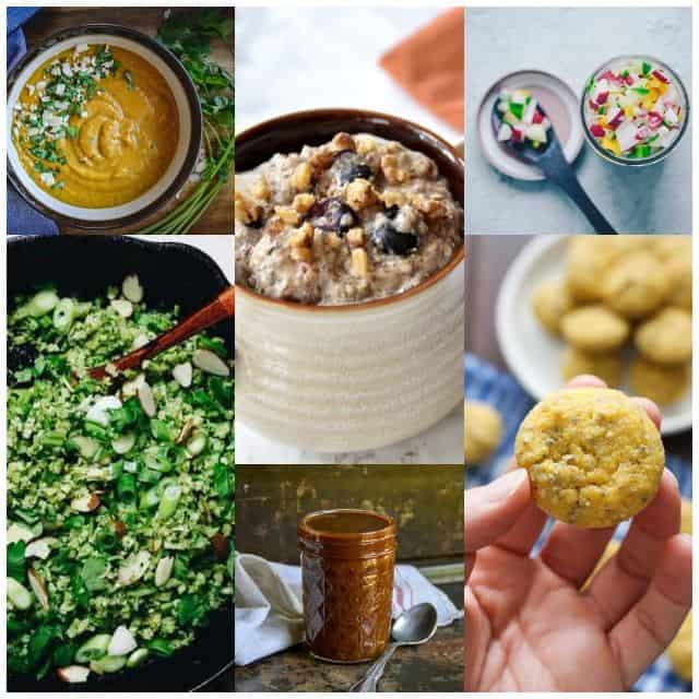 six image grid of vegetarian paleo recipes