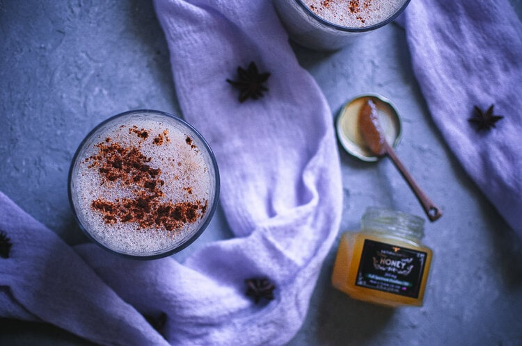 CBD Eggnog (Dairy-Free) - This rich and creamy Dairy-Free Eggnog recipe is elevated to a whole other level with the use of Naturacentric’s    CBD Honey!    With a touch sweet and a touch of spice, this healthy and flavorful eggnog will be your new go-to all season long. #CBDeggnog #Dairyfreeeggnog #raweggnog #traditionaleggnog #cbd #cbdrecipe #cbddrinks #cbdrecipes #cbdpowder | Raw eggnog | dairy free eggnog | CBD eggnog