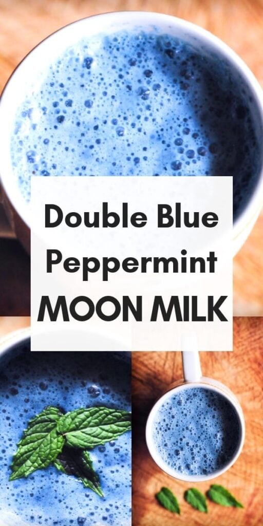 a pinterest pin image for blue peppermint moon milk