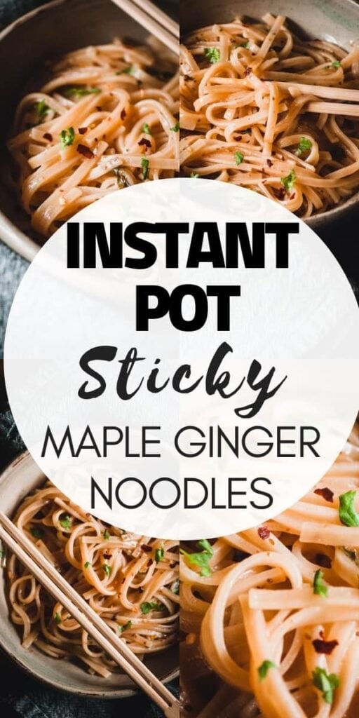 a pinterest pin image for instant pot sticky noodles