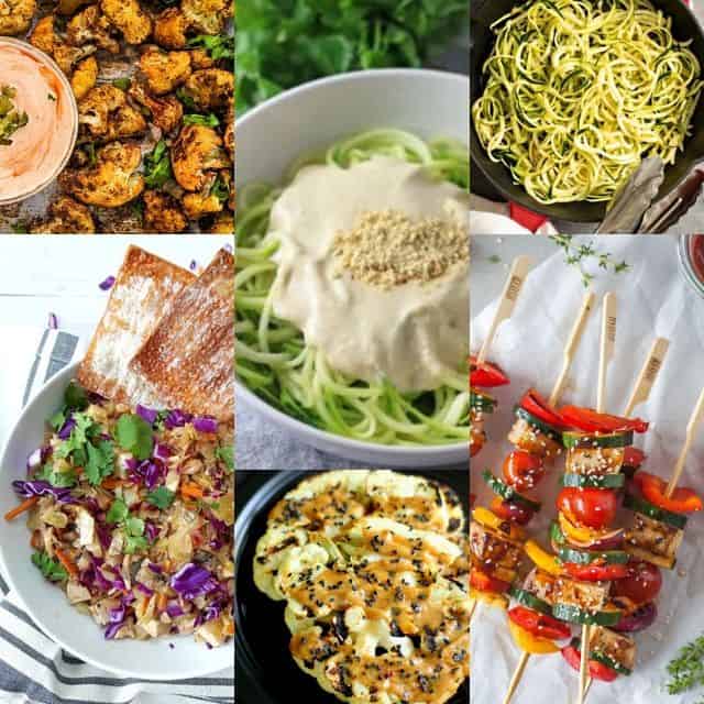 a collage of six vegan keto meals recipes