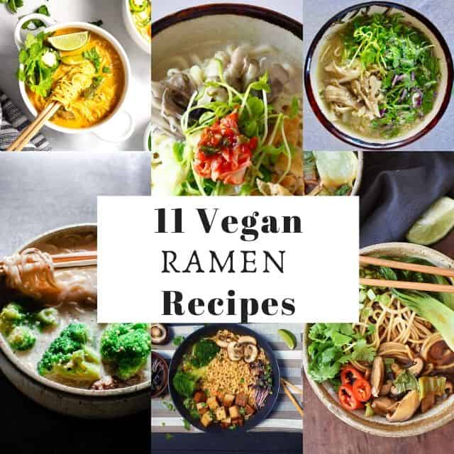 a six image grid of vegan ramen recipes images