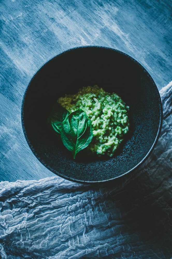 a pinterest pin image for vegan risotto