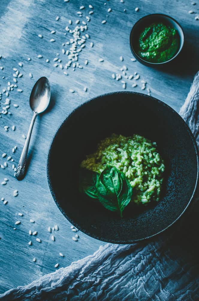 a pinterest pin image for risotto instant pot