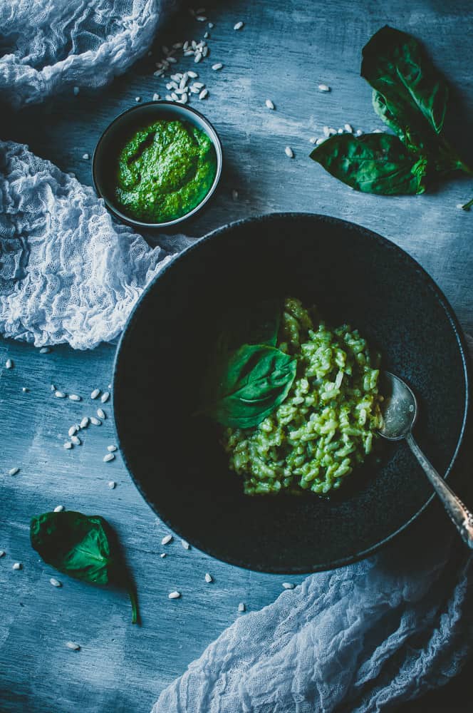 a pinterest pin image for vegan risotto