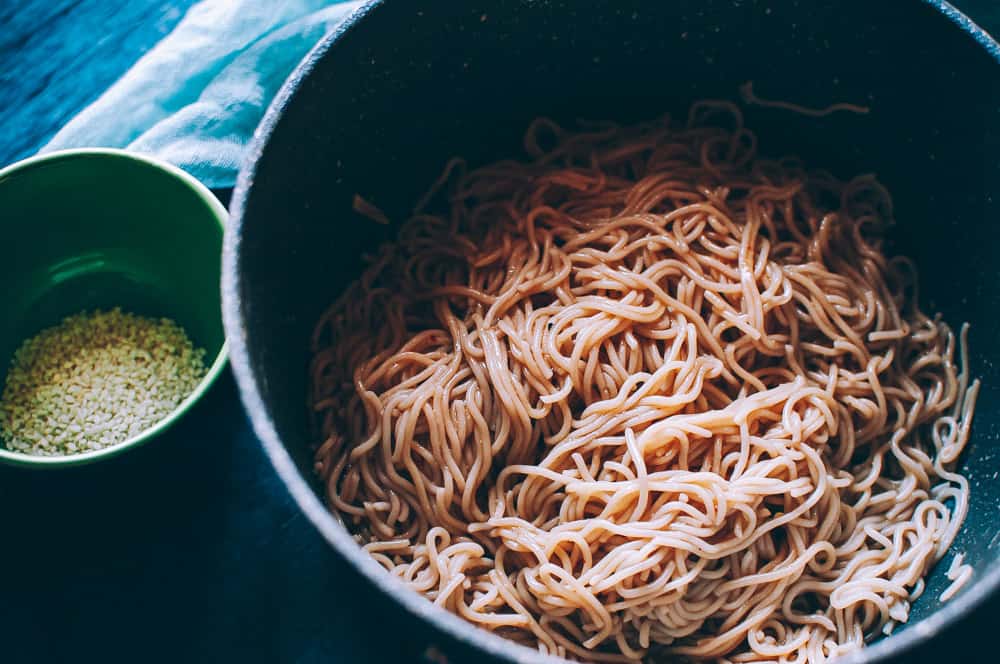 ramen noodles in pot