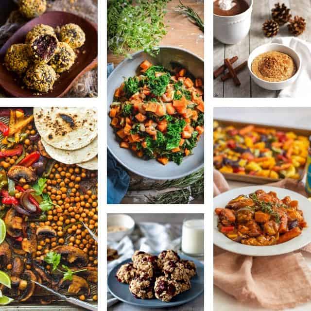 a six image grid of plant based recipes