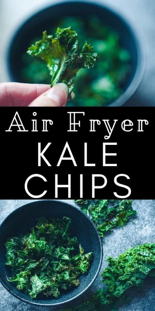 a pinterest pin for air fryer kale chips