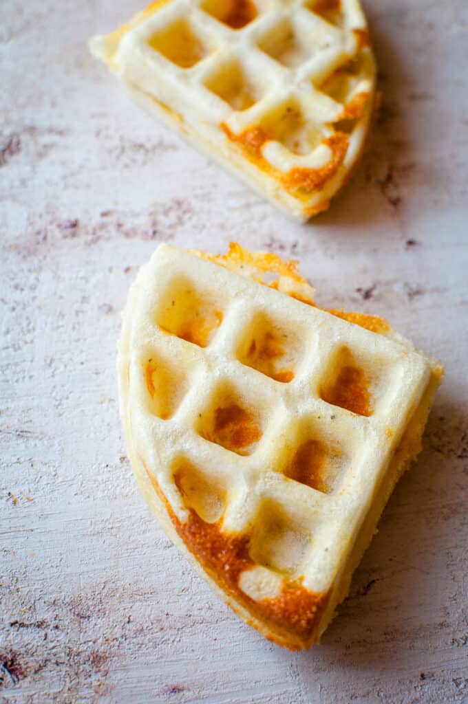 a close up of a gluten free savory waffle