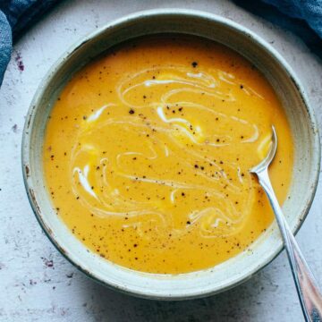 a bowl of sweet potato soup