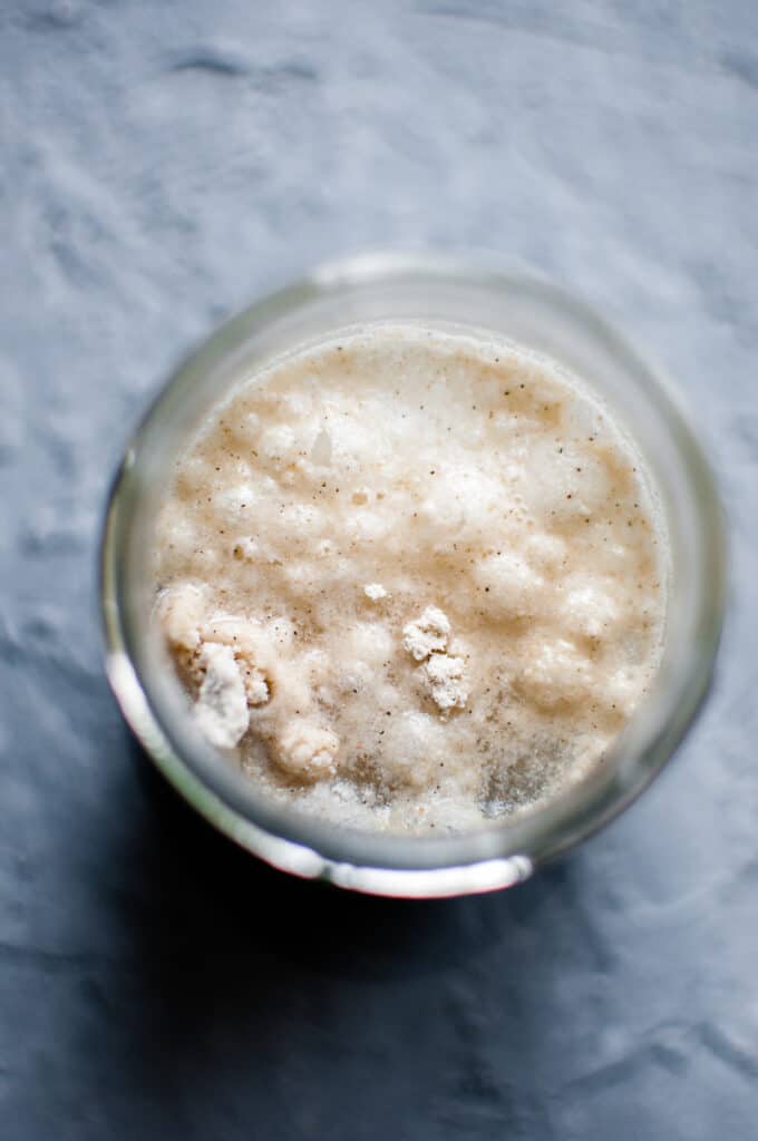 flour and water mixed in a jar