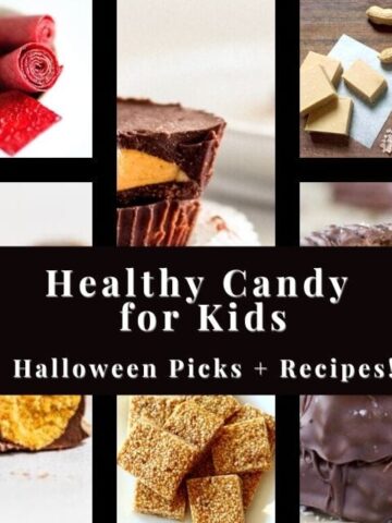 a six image grid of healthy candy recipes pinterest pin