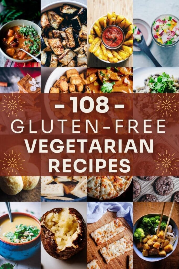 a graphic featuring gluten free vegetarian recipes