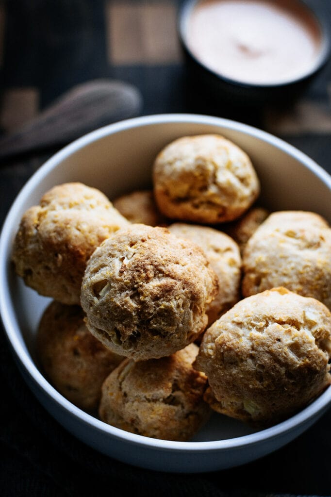 air fryer hush puppies lit by the sun