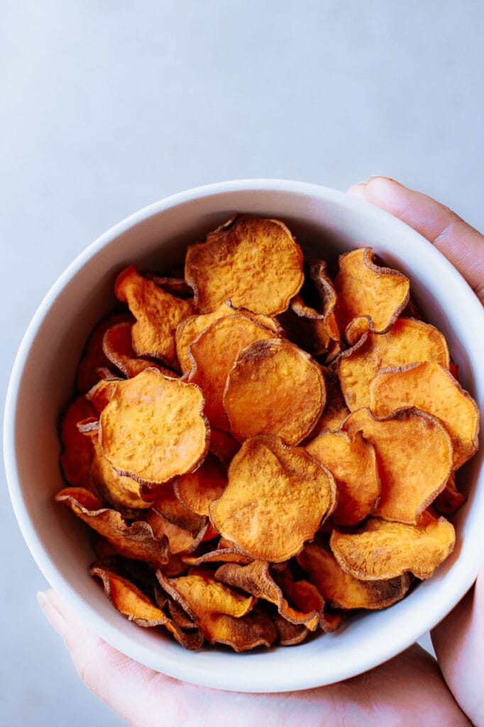 Crispy Air Fryer Sweet Potato Chips - MOON and spoon and yum