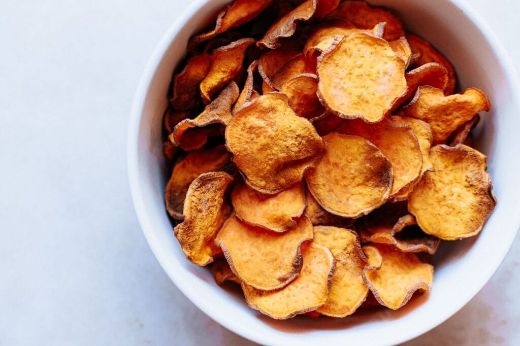 Crispy Air Fryer Sweet Potato Chips - MOON and spoon and yum