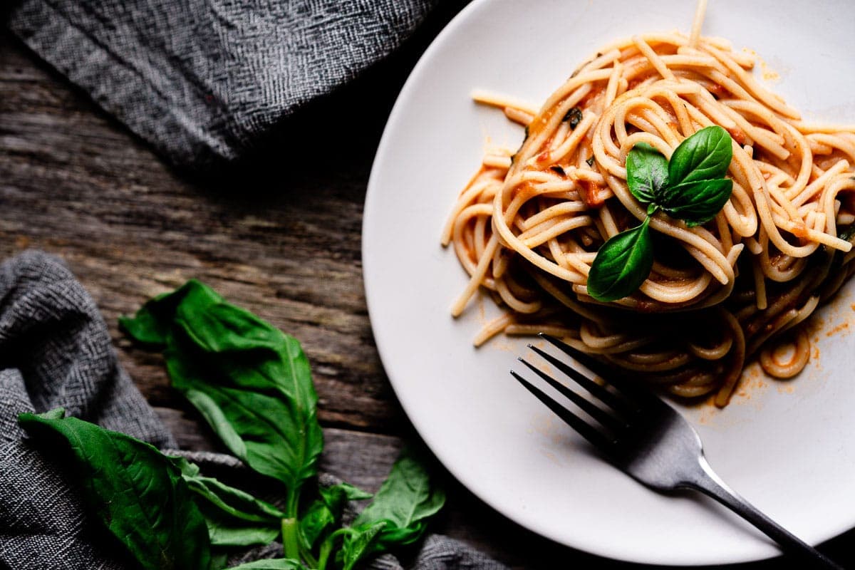 Creamy Tomato Basil Pasta Vegan Gluten Free