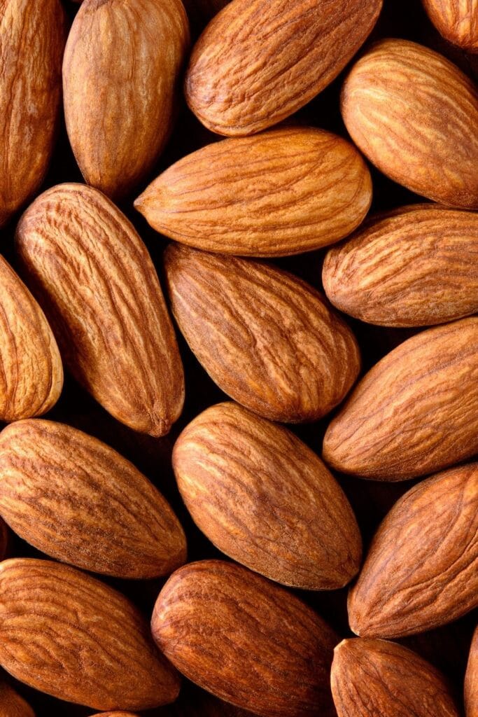 a close up macro shot of almonds