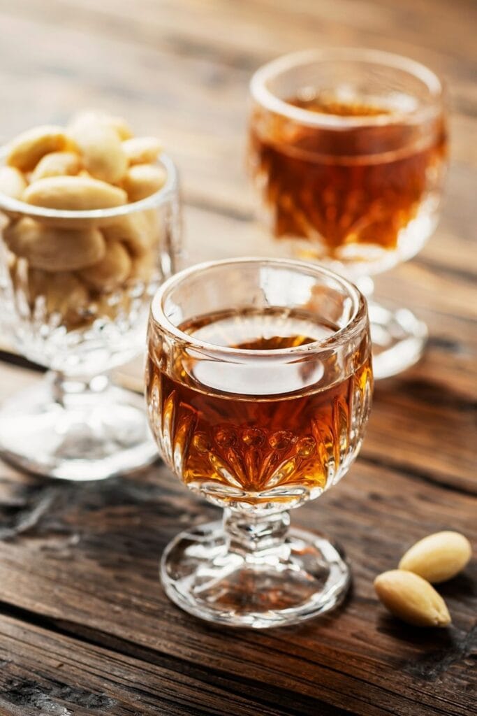 a glass of almond liqueur