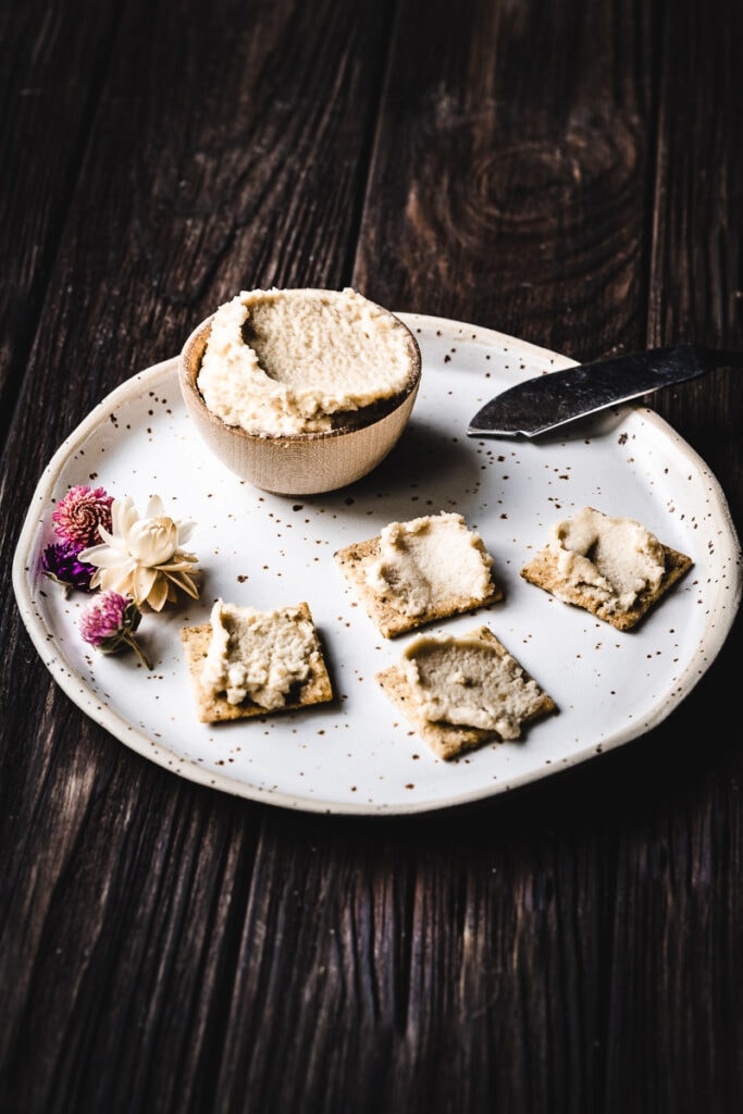 hazelnut dip on a ceramic matte plate