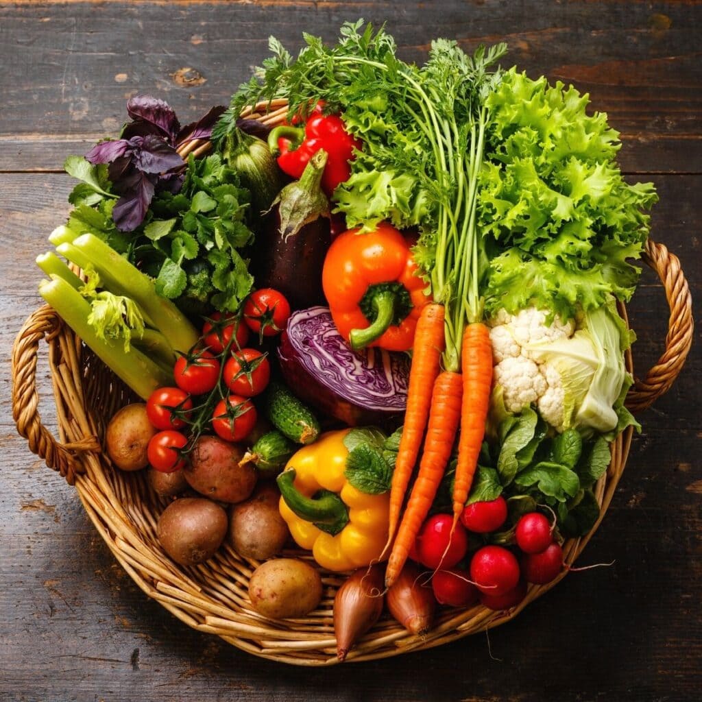 a basket full of seasonal august produce