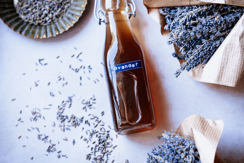 a bottle of lavender sugar syrup