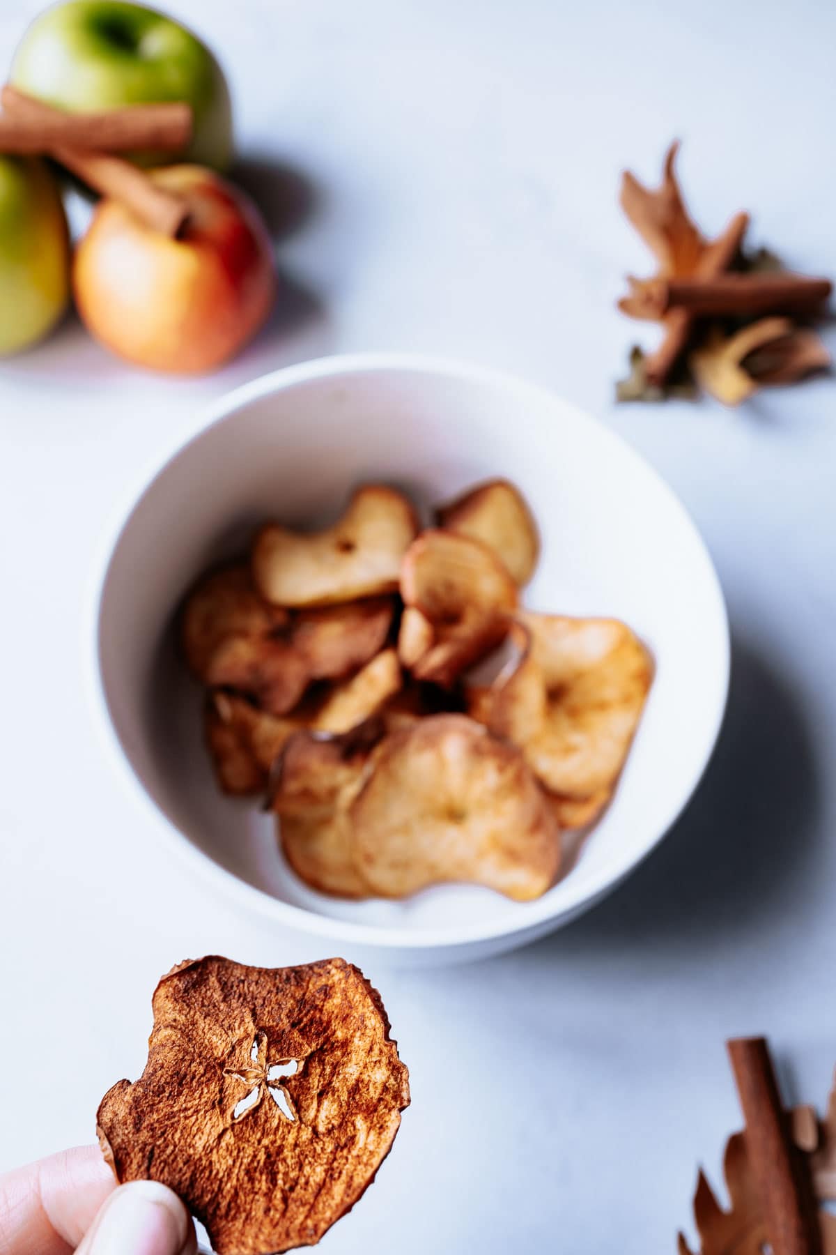 a star shaped air fryer apple chip slice