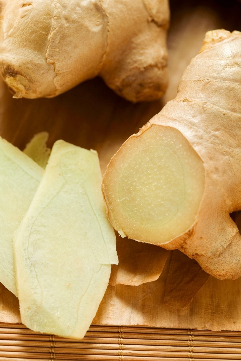 freshly slice ginger root