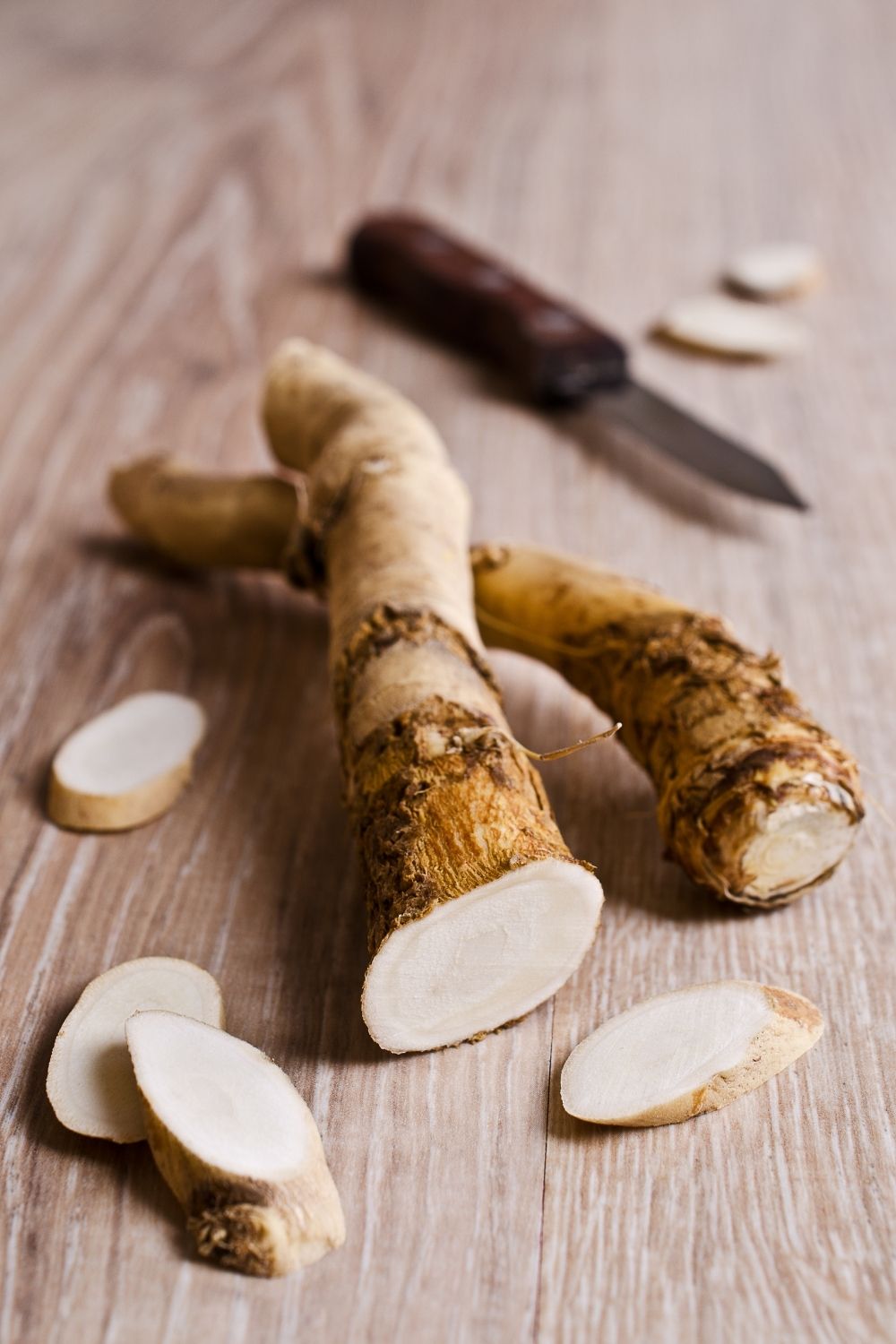 freshly sliced horseradish root