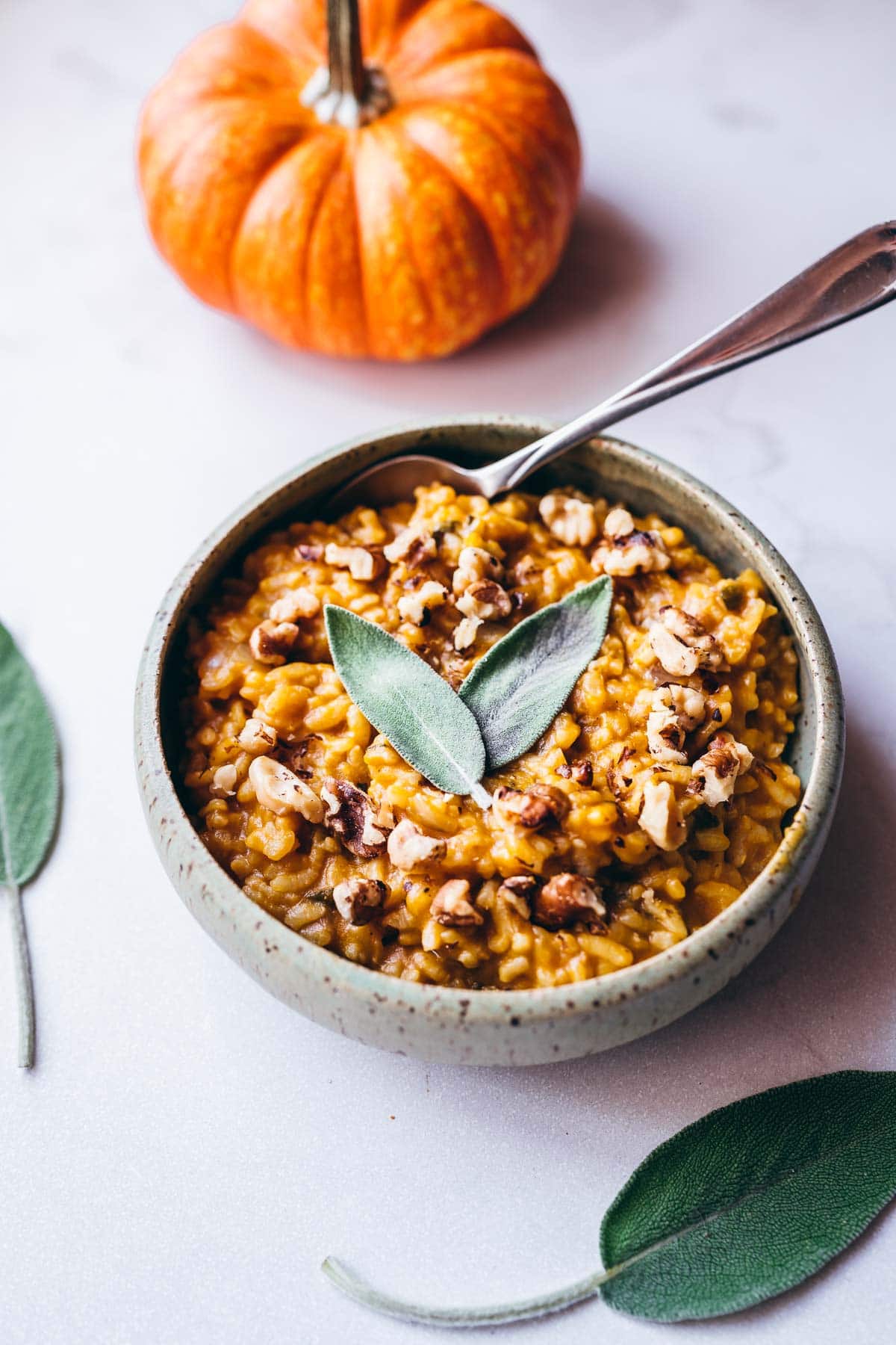instant pot electric pressure cooker pumpkin risotto recipe with sage and walnuts